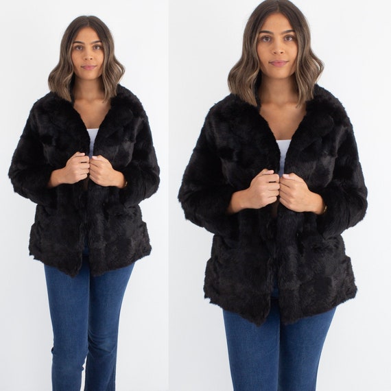 Girls black fur coat 2025