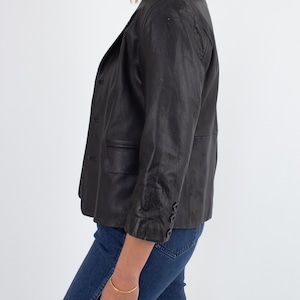 90s / Y2K Black Minimalist Leather Jacket Womens Ladies Size - Etsy