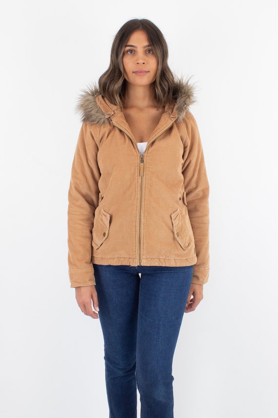 Tan Cord Corduroy Hooded Jacket Parka | Winter Co… - image 7