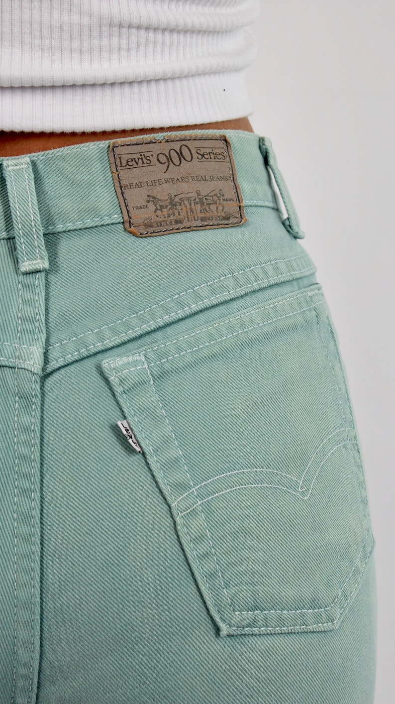 Vintage 80s 90s Mint Green Levis High Waist Cotton Jeans Size S AU/UK 8 US 4 image 10