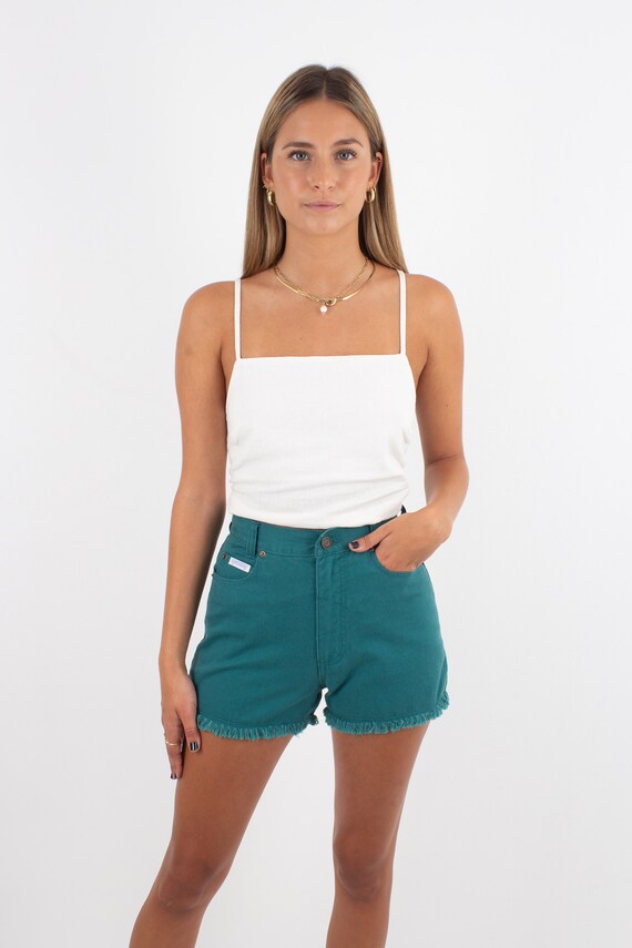 Green high waisted shorts deals