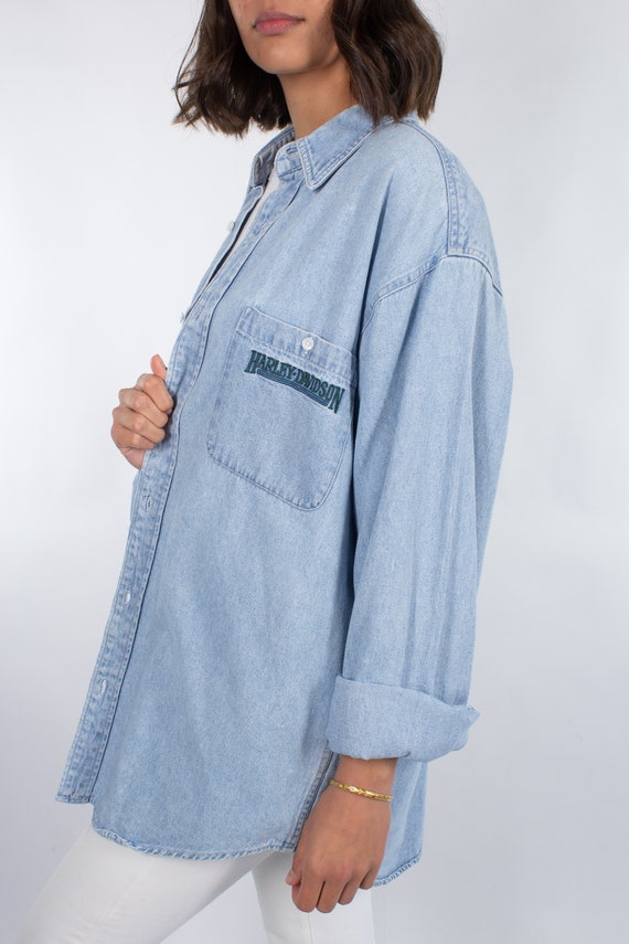 pale blue denim shirt