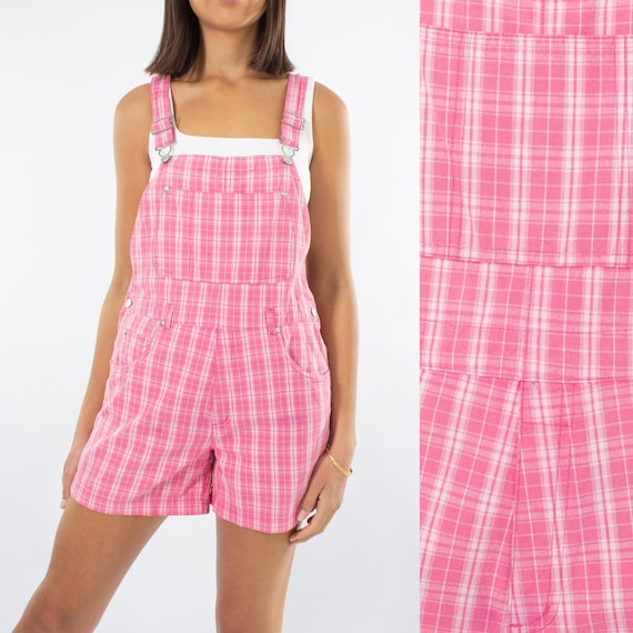 Pink & White Check Overalls - Size S