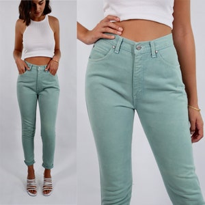 Vintage 80s 90s Mint Green Levis High Waist Cotton Jeans | Size S | AU/UK 8 | US 4