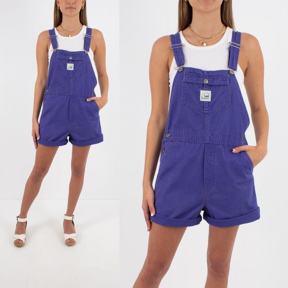 90s 1990s Purple LEE Cotton Denim Short Overalls |
