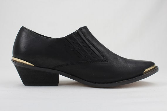 Vintage 80s/90s Style Black Leather Western Cowgir