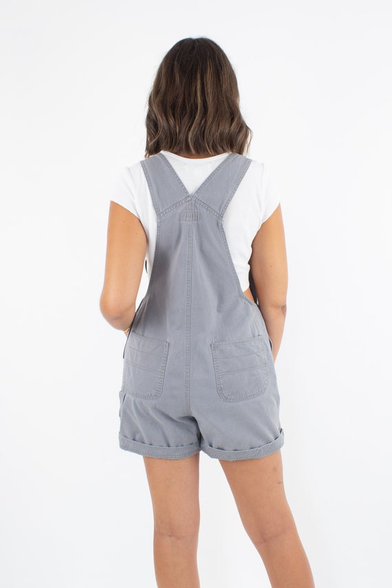 90s 1990s Grey Denim Cotton Overalls Dungarees | … - image 6