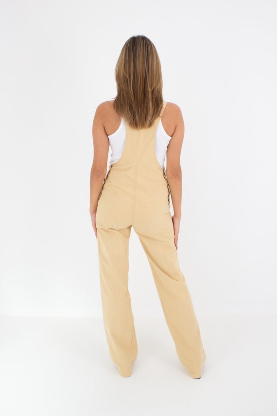 70s 1970s Mustard Long Denim Cotton Overalls Jump… - image 7