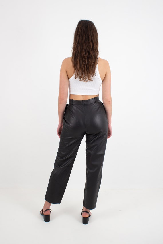 80s/90s Black Leather Pants Trousers | Womens Ladies … - Gem