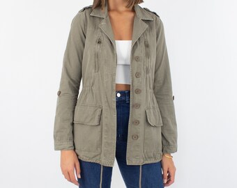 Green utility deals jacket with hood