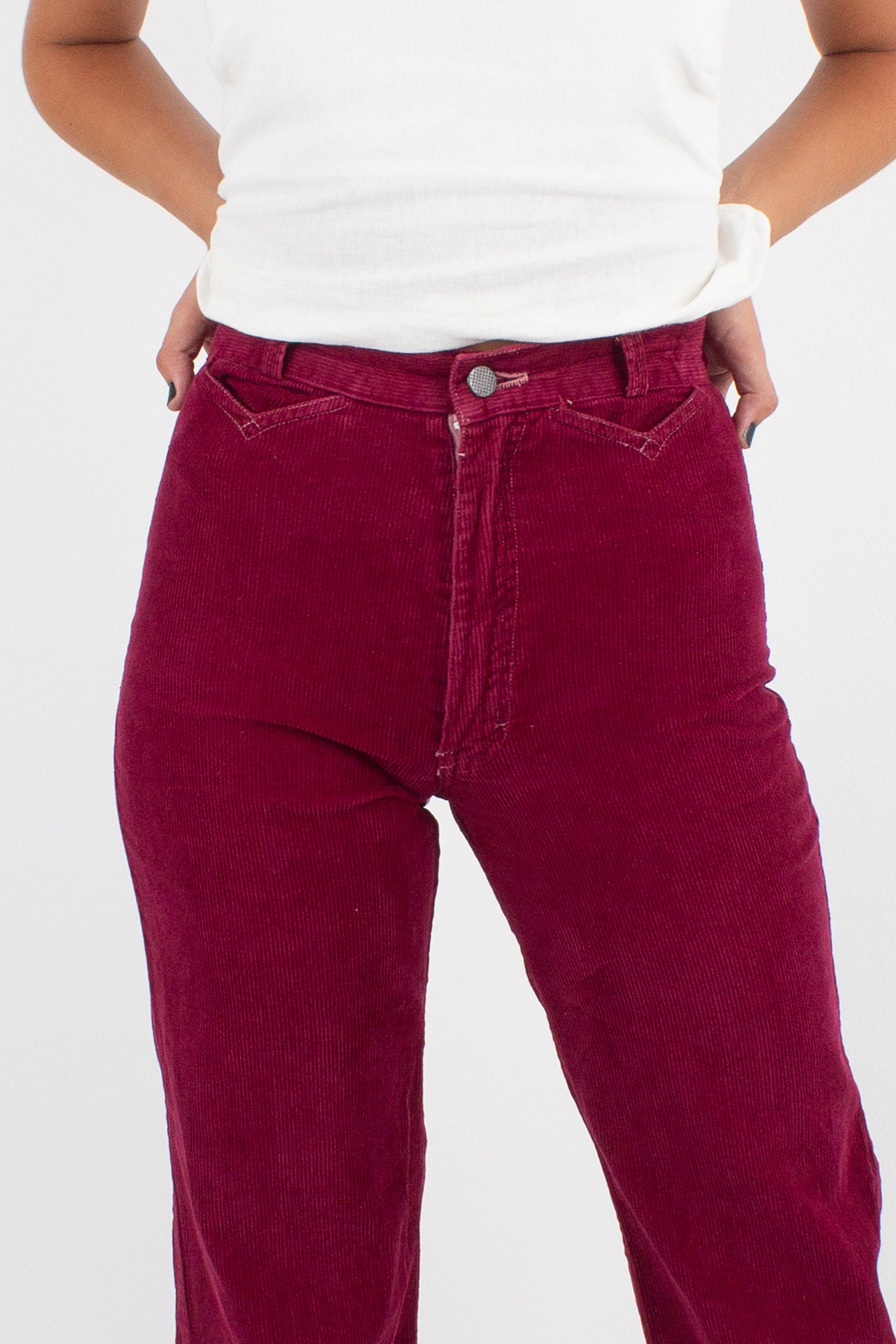 70s 1970s Burgundy Cord Corduroy Jeans Trousers Mid-high - Etsy Australia