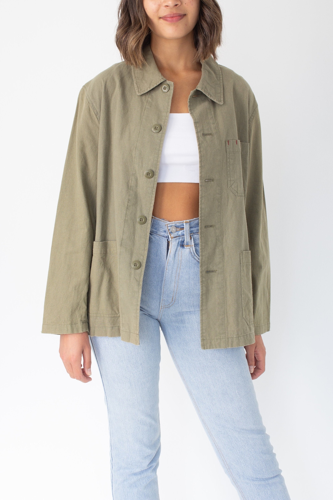 Khaki Linen Jacket Blazer Spring Summer Size XS/S/M - Etsy