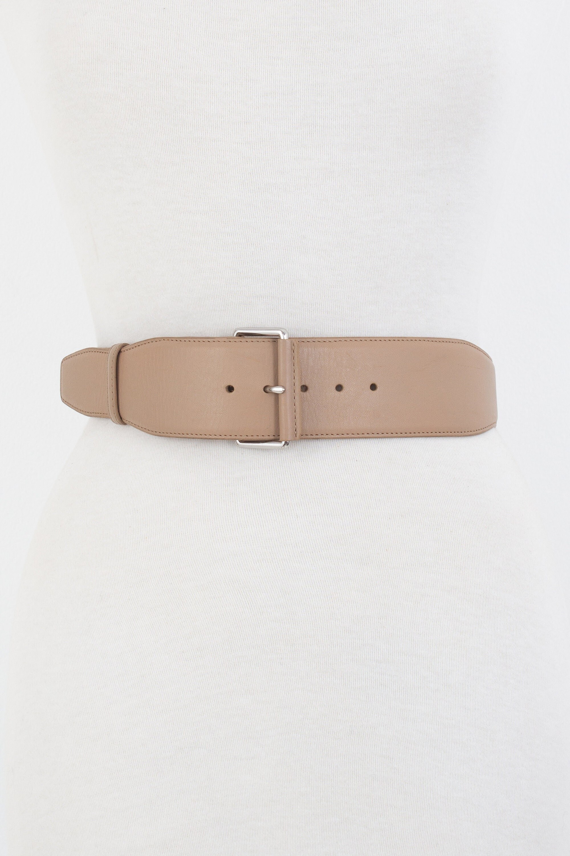 Natural Womens Wide Leather Boho Belt 