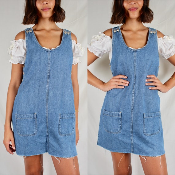 Vintage Denim Dress // 90s Denim Mini Dress // 90s