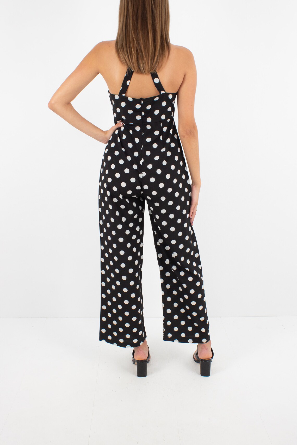 polka dot pants suit