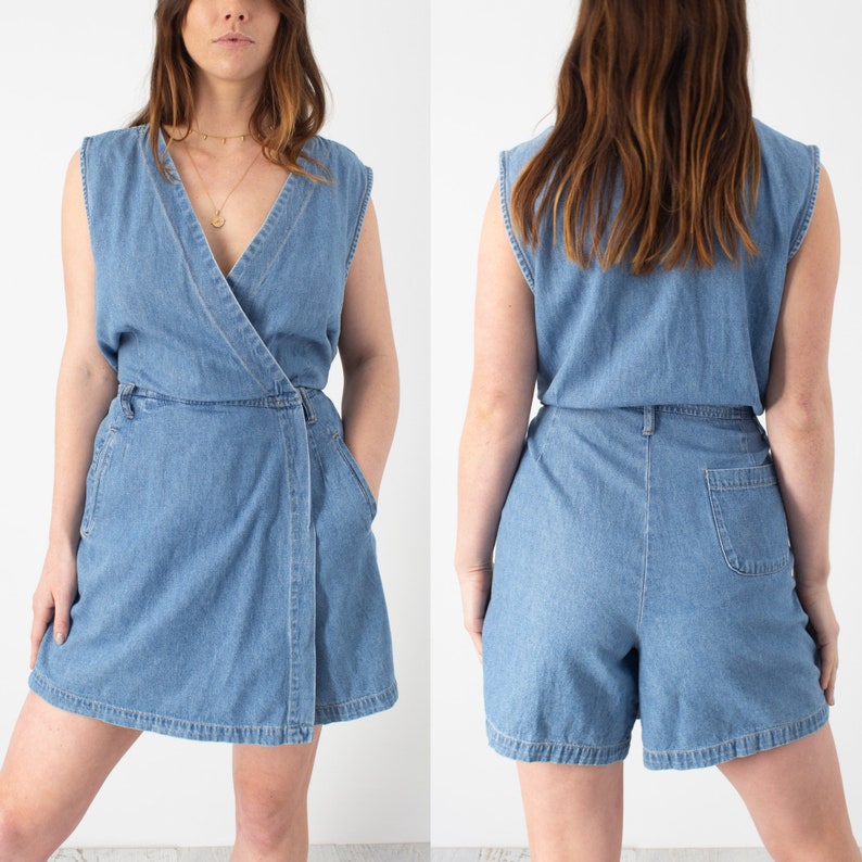Denim Playsuit with Wrap Skirt Size LXL