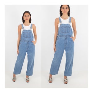 90s 1990s Light Blue Long Denim Overalls | Unisex Mens Ladies Womens Girls | Trouser Pant Overalls Dungarees (#3) - 3 Sizes XS, M & L