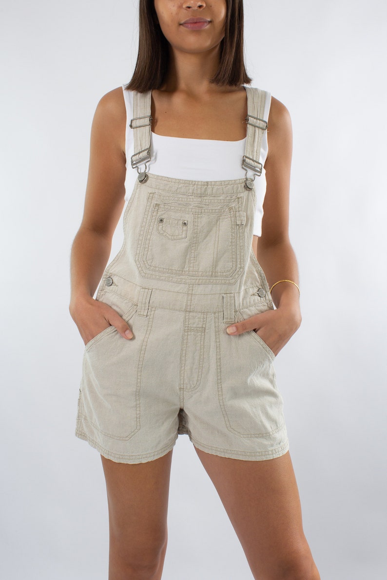 Beige Linen Overalls 2 Sizes XS S Etsy