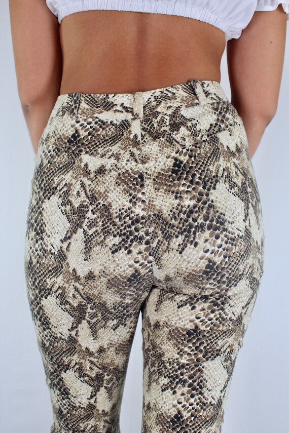 Vintage 90s Y2K High Waist Stretch Snakeskin Animal Print Pants