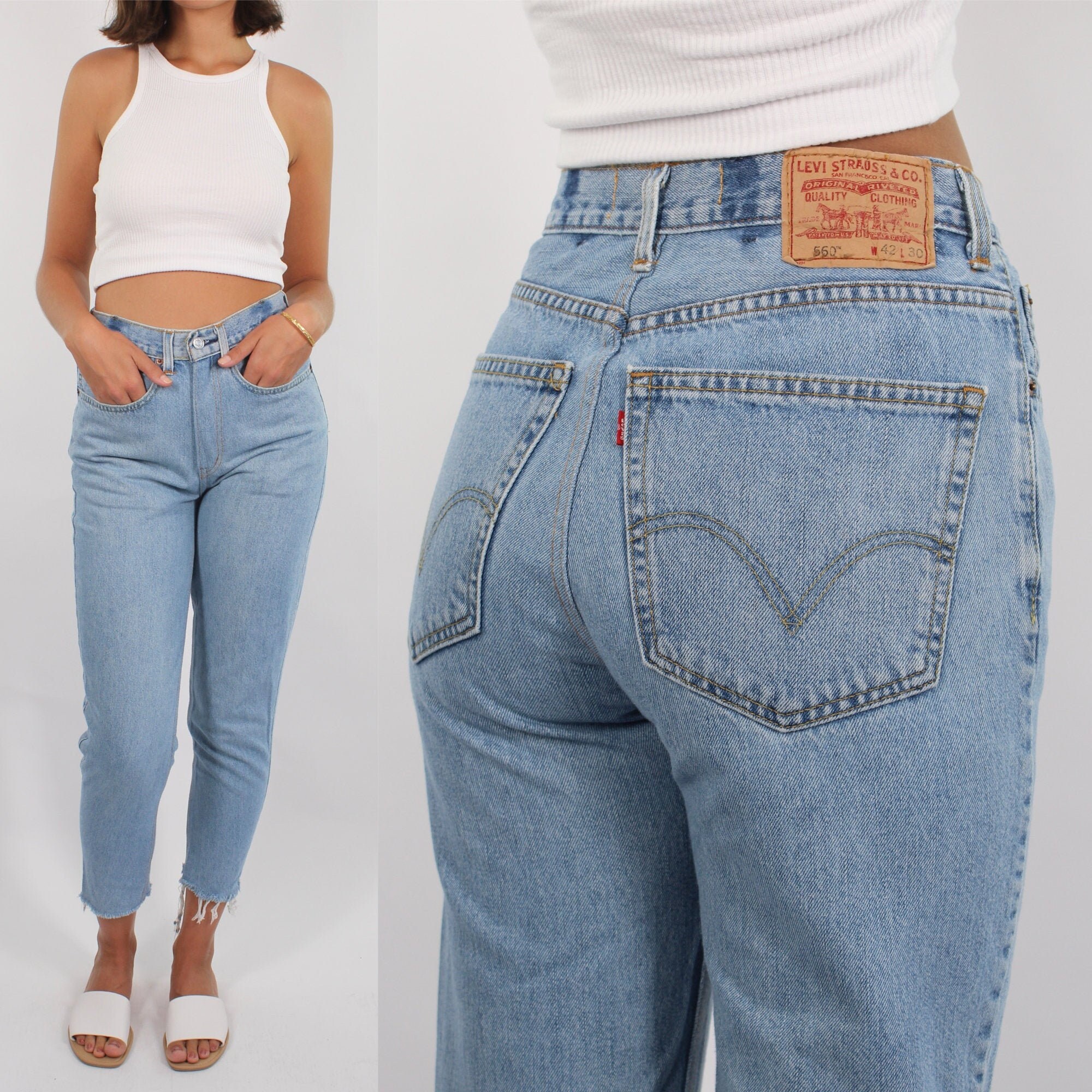 Vintage 90s Blue Levis High Waist Jeans Tapered Slim Fit - Etsy Canada