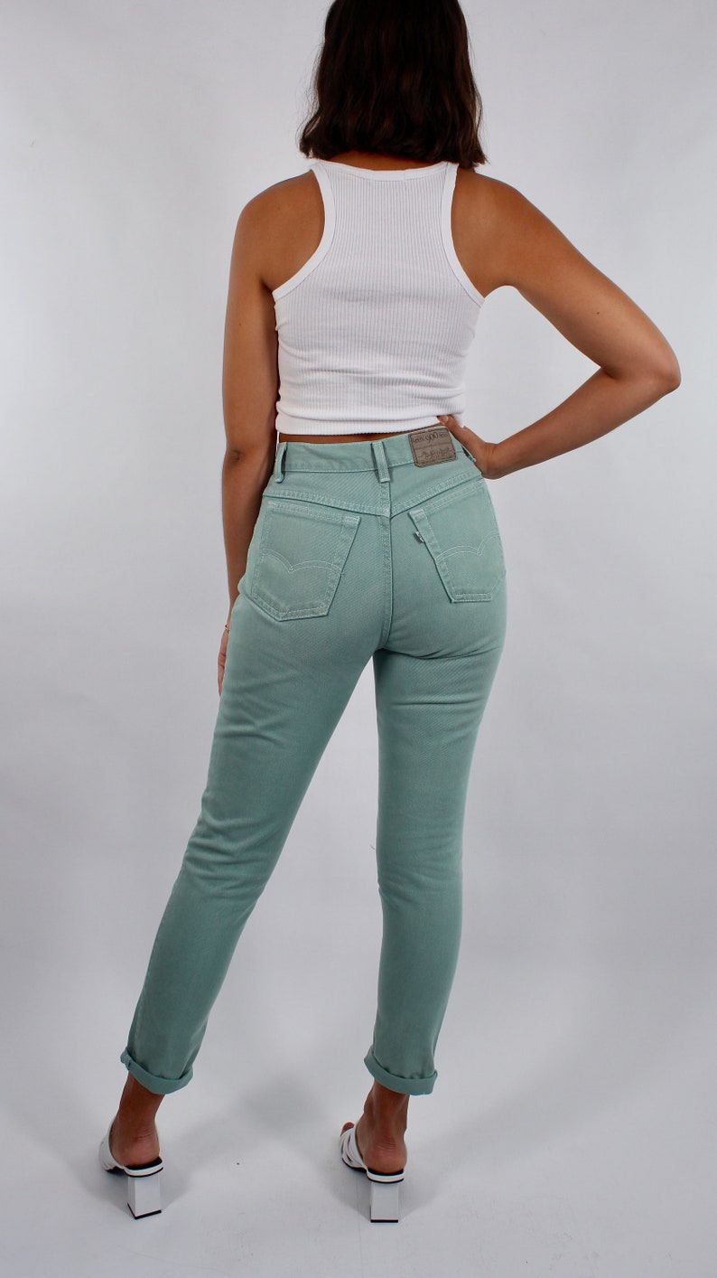 Vintage 80s 90s Mint Green Levis High Waist Cotton Jeans Size S AU/UK 8 US 4 image 8