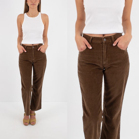 90s 1990s Brown Cord Corduroy Mid Rise Jeans Pants