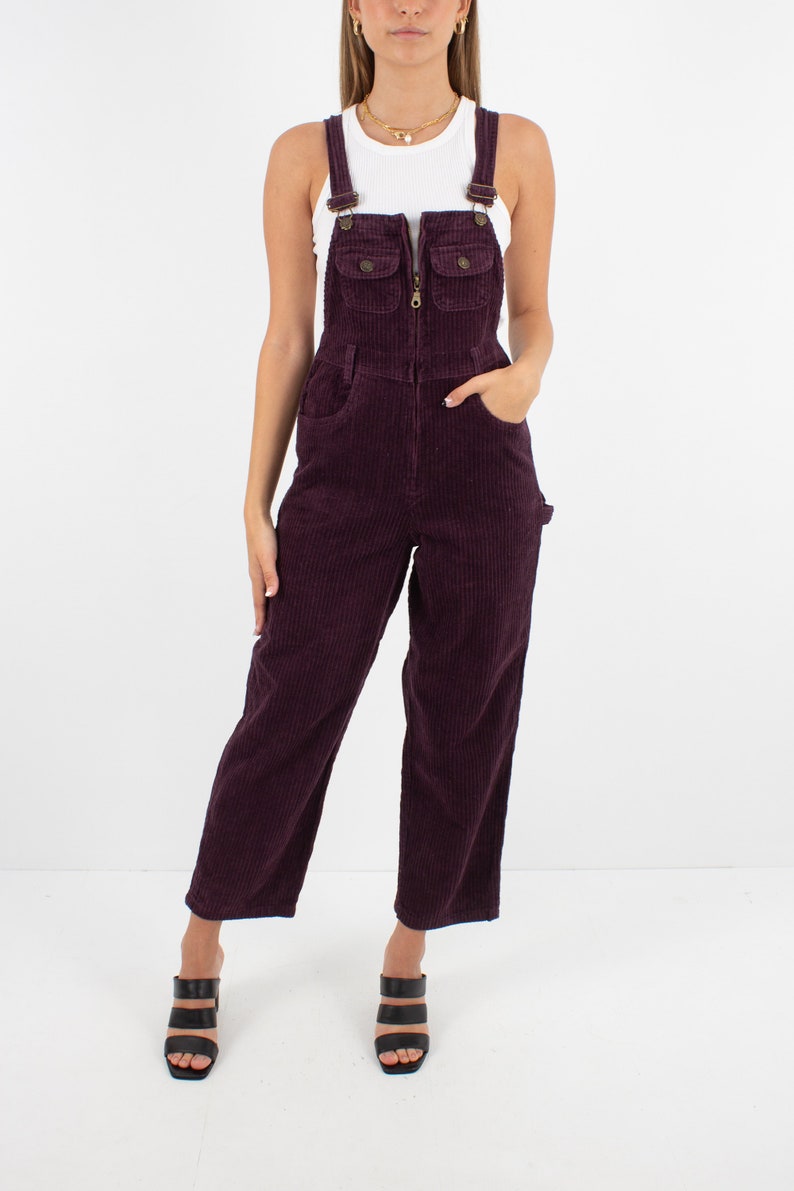 90s 1990s Mulberry Purple Long Cord Overalls Womens Ladies Etsy