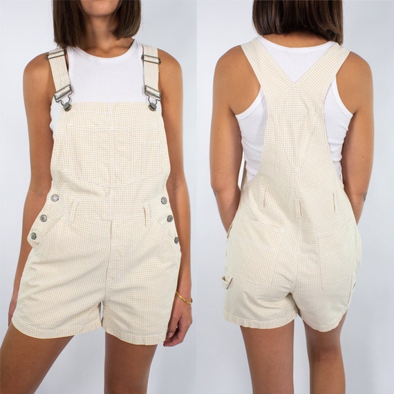 Vintage 90s Overalls | Oatmeal + White Check | Wom