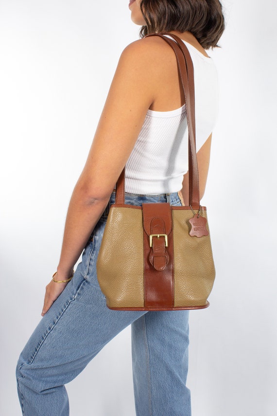 Olive Green & Brown Leather Bag