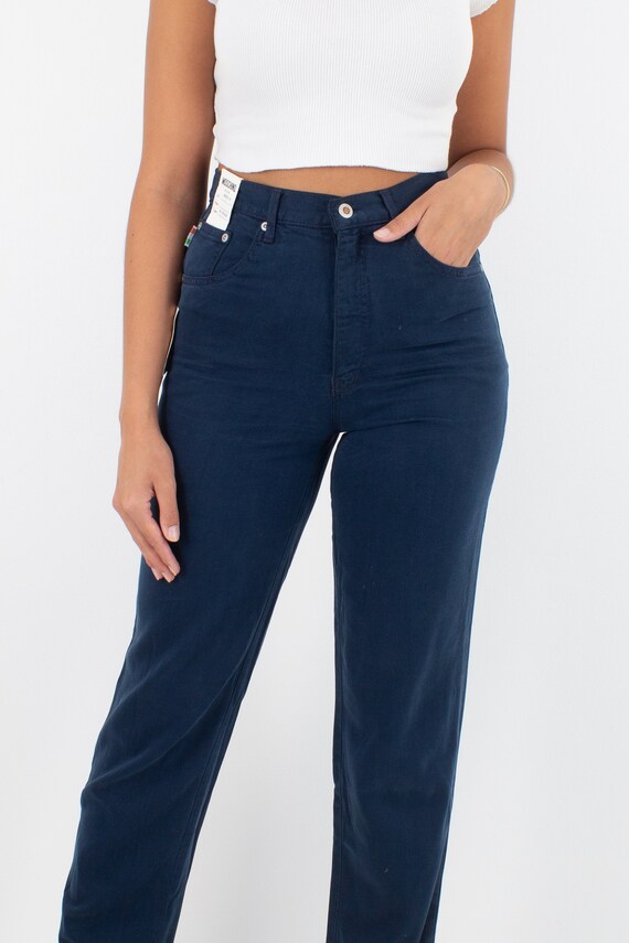 90s 1990s MOSCHINO Navy Blue Denim Jeans | High W… - image 3