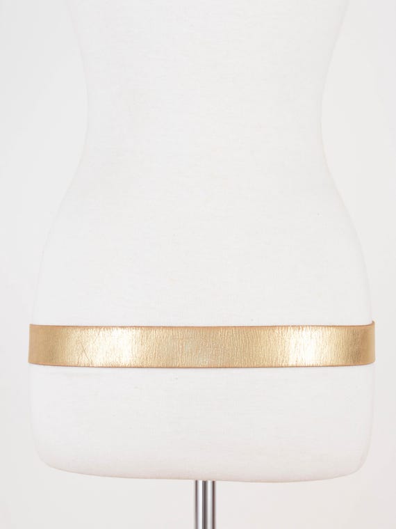 Y2K 2000s 00s GUESS Gold Metallic Genuine Leather Belt  display picture 2