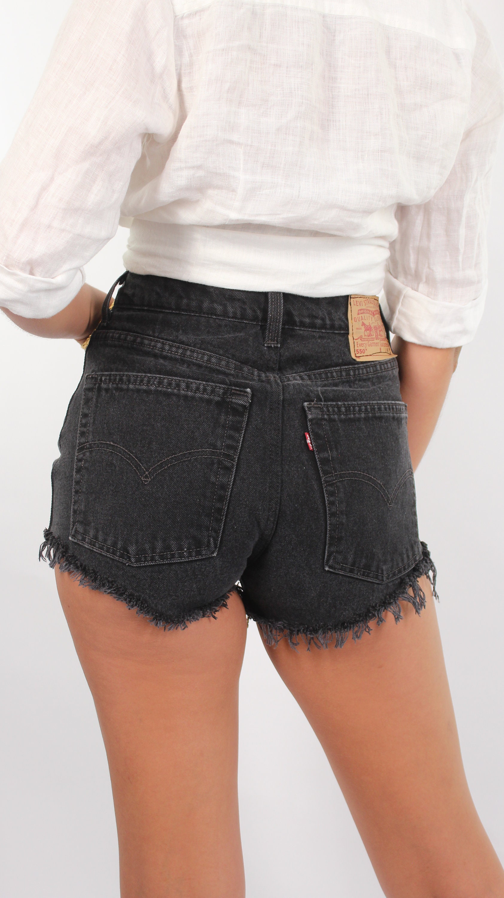 Vintage 90s Black Levis High Waist Cut off Denim Shorts 11 - Etsy