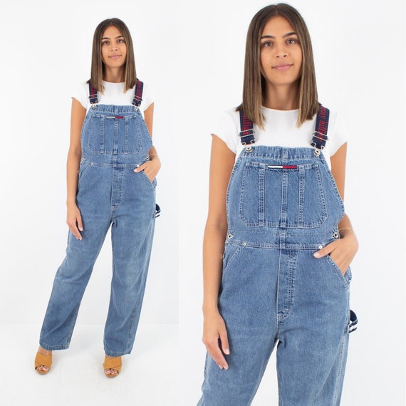 90s 1990s Tommy Hilfiger Long Denim Overalls Dunga