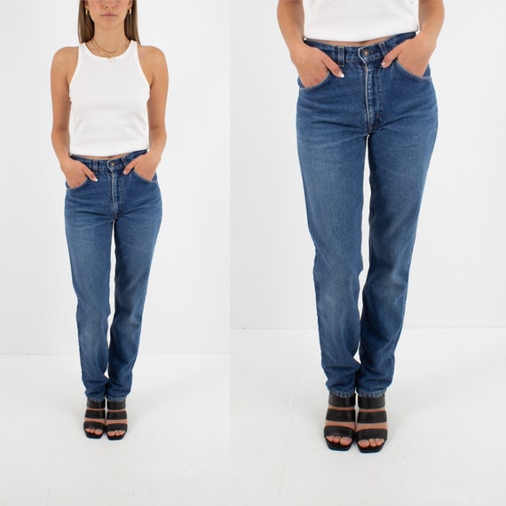 90s, 1990s Levis Jeans - Orange Tab - Mid Rise - Tapered Leg Slim Fit Relaxed Fit Boyfriend Leg- in Dark Blue Wash - Size 27" / XS-S