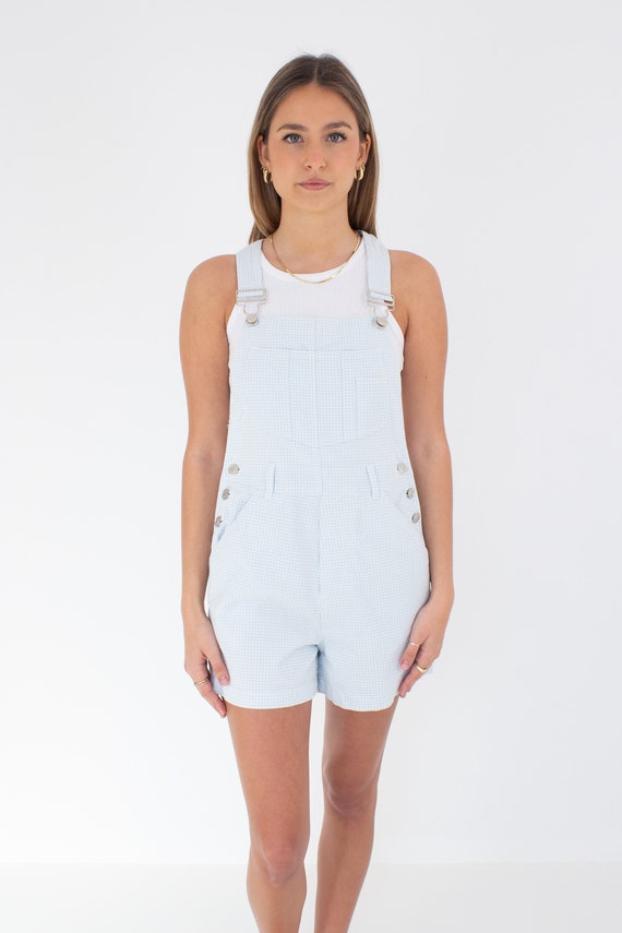 90s 1990s Gingham Baby Blue & White Check Denim C… - image 2