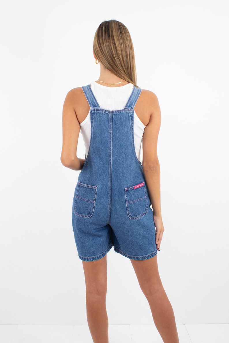 90s 1990s Tweety Bird Short Blue Denim Cotton Overalls Official Looney Tunes Womens Ladies Girls Denim Overalls Dungarees Size XS/S image 6