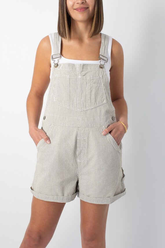 Light Brown & White Check Overalls - Size M/L