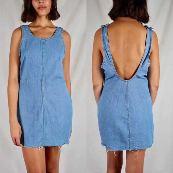 Vintage Denim Dress // 90s Denim Mini Dress // 90s