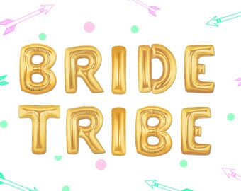 16" BRIDE TRIBE balloons/banner. Bride balloons. Engagement party. Bridal shower. Bachelorette party. Hen party. Girls night. Wedding.