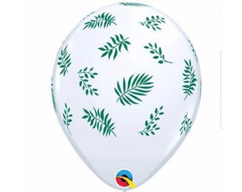 11" Palm frond latex balloon. pineapple balloon. pineapple balloons. latex balloons. clear latex pineapple. party supplies. tutti.