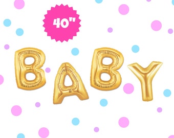 40" Gold BABY balloons/banner. Baby shower balloons. Mom to be balloons. Baby balloons. Oh baby balloons. Baby shower decor. Baby shower