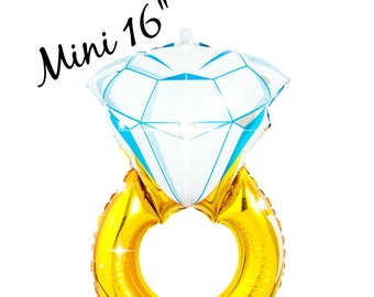 Mini 16" ring balloon. Engagement Balloon. Ring Balloon. Wedding. Silver. Gold. Party Decor. Foil Balloon.