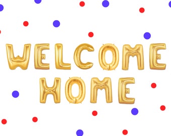 16" WELCOME HOME balloons/banner. Party Decor. homecoming party. welcome home party balloon. patriotic welcome. welcome home. usa. army