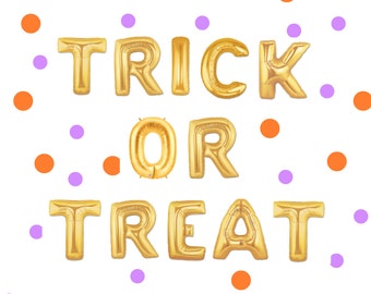 16" "TRICK or treat" balloon/banner. Halloween balloons. Balloon Banner. Halloween photo shoot. Halloween party supply. trick or treat sign