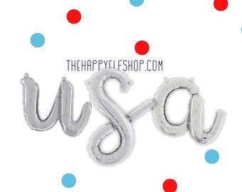 16" USA script balloons/banner. Fourth of july balloons. American pride  balloons. patriotic balloons. 4th of july Party decor