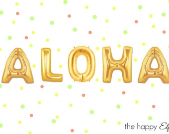 16" ALOHA balloons/banner. Aloha balloon. Tropical party. Aloha party. Luau decor. Aloha decor. Tropical balloons. Luau party. Summer party.