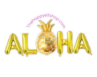 16" ALOHA balloons/banner. Aloha balloon. Tropical party. Aloha party. Luau decor. Aloha decor. Tropical balloons. Luau party. Summer party.