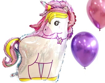 36" Unicorn Balloon: Chrome Latex Party Decoration
