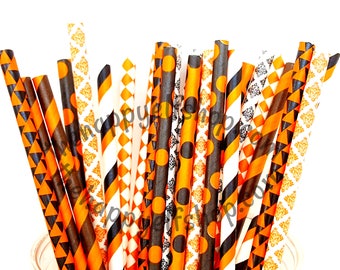 Halloween straws. halloween straws. halloween decor. orange and black straws. halloween. halloween party. kids halloween decor. halloween