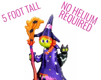 60" AIRFILL Witch balloon. Halloween balloons. Trick or treat. Halloween decor. Halloween party. Halloween balloon banner.